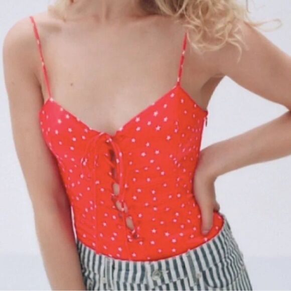 Zara Women’s Satin Effect Star Print Bodysuit - Picture 1 of 5